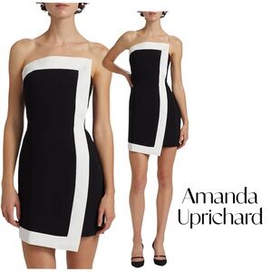 Amanda Uprichard Strapless Mini Dress in Black and White Sz S NWT
